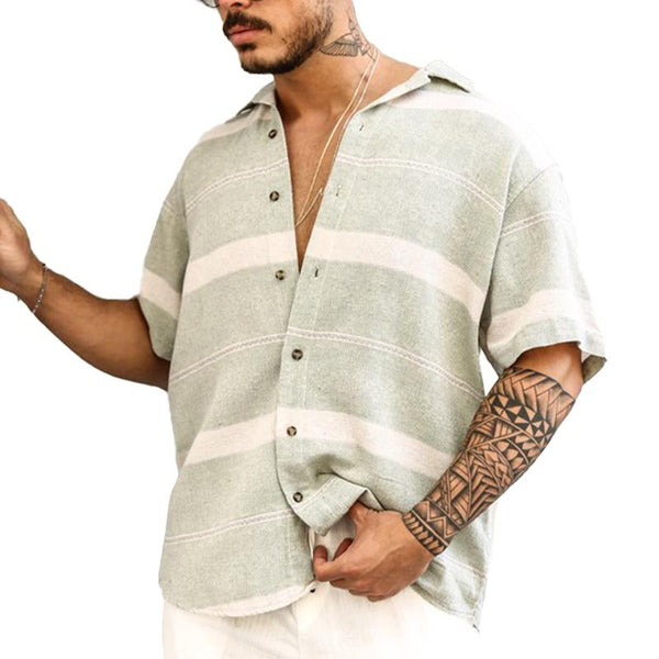 Men's Casual Printed Lapel Short Sleeve Shirt 20009012Y