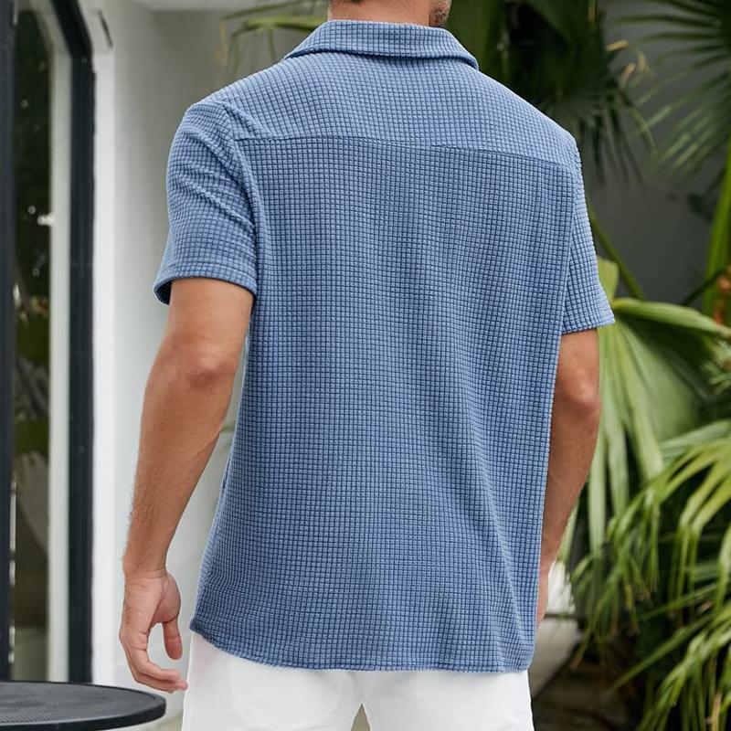 Men's Solid Waffle Short Sleeve Shirt 78192525X