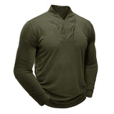 Men's Solid Color Casual Small V-neck Long-sleeved T-shirt 61397788X