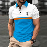 Men's Contrast Print Button Short Sleeve POLO Shirt 48535680X