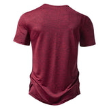 Men's Solid Color Sports Short Sleeve Henley Shirt 58762913X