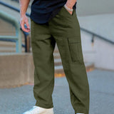 Men's Solid Color Corduroy Loose Elastic Waist Casual Pants 73828363Z