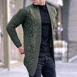 Men's Solid Color Cable Knit Long Sleeve Cardigan 41739776Y