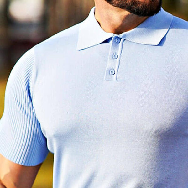 Men's Solid Color Knitted Short-sleeved POLO Shirt 87262721X