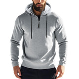 Men's Solid Color Plush Warm Zipper Hooded Sweatshirt 71069586Y