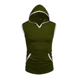 Men's Casual Colorblock Hooded Loose Breathable Sports Tank Top 85571588M