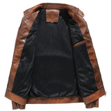 Men's Stand Collar Gradient Velvet Leather Motorcycle Jacket 49469099F