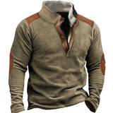 Men's Vintage Polar Fleece Color Block Stand Collar Outdoor Pullover Sweatshirt 38941909M