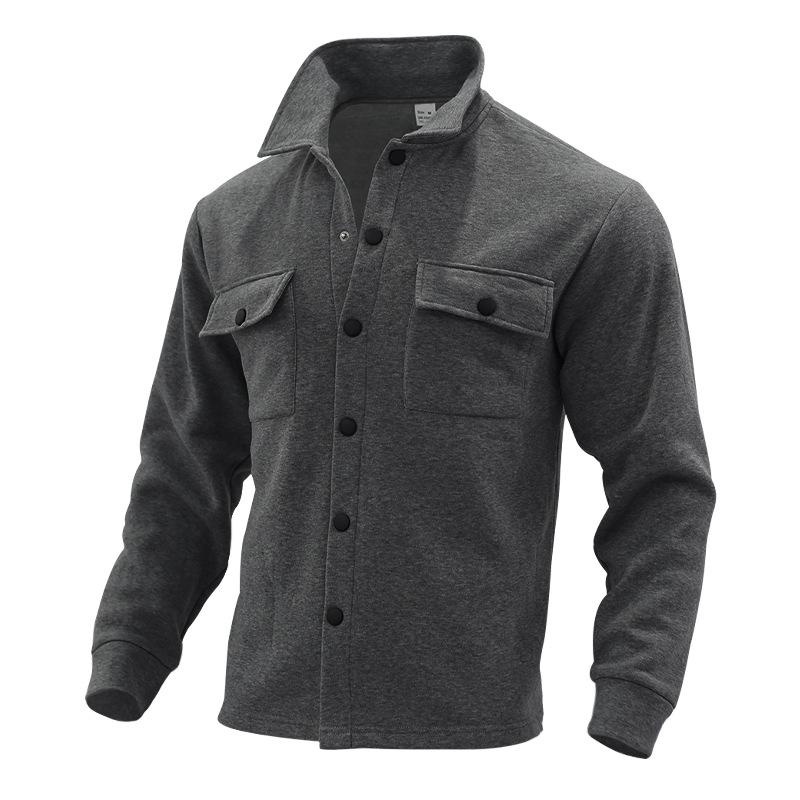Men's Fleece Lapel Single-breasted Solid Jacket 18429543X