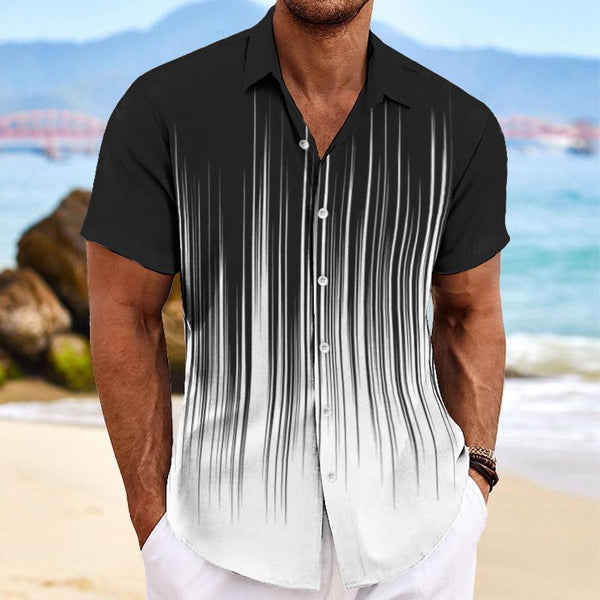 Men's Casual Colorblock Ray Lapel Short-sleeved Shirt 07714440TO