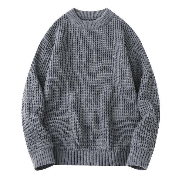 Men's Pullover Loose Long Sleeve Round Neck Knitted Sweater 48029462X