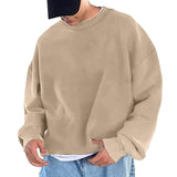 Men's Loose Solid Color Crew Neck Sweatshirt 32177800X