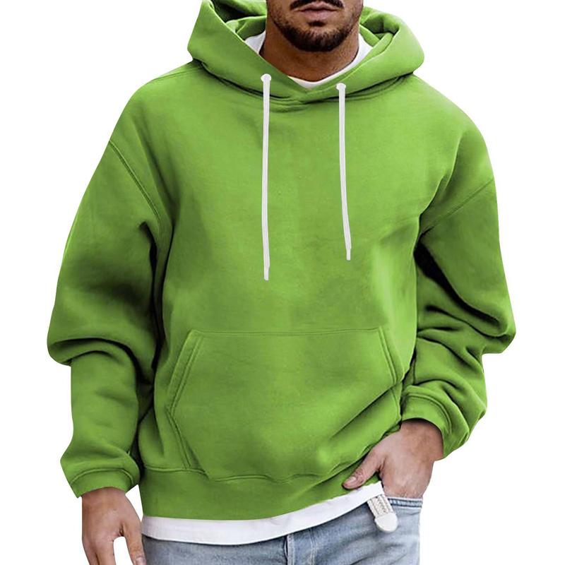 Men's Solid Color Loose Casual Fleece Pocket Hoodie 51863163X
