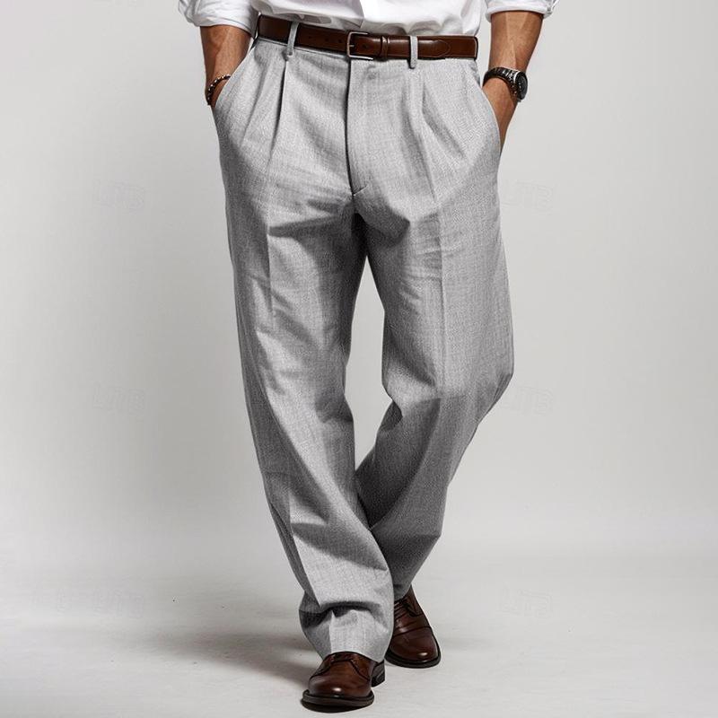 Men's Casual Thin Linen Breathable Loose Suit Pants 80989064M