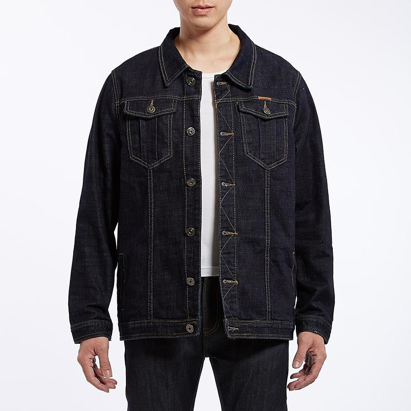 Men's Vintage Solid Lapel Denim Jacket 90307174Y