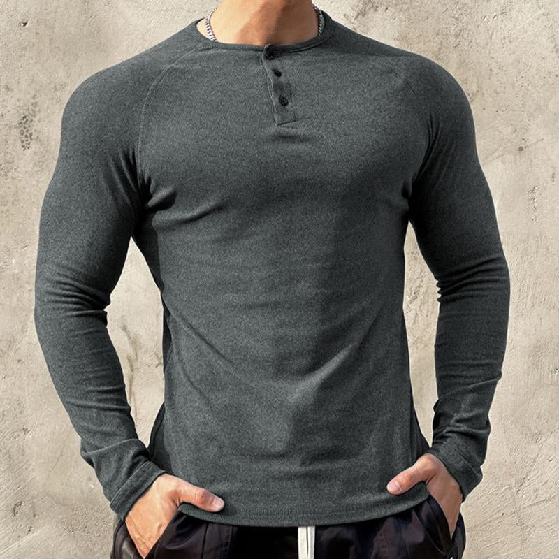 Men's Fleece Elastic Long-sleeved T-shirt 93928430U