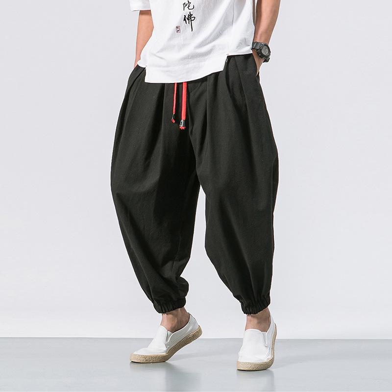 Men's Elastic Loose Cotton and Linen Harem Pants 70666008X