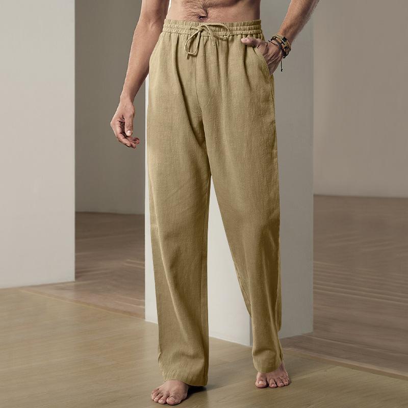 Men's Casual Solid Color Linen Breathable Loose Pants 13939824M