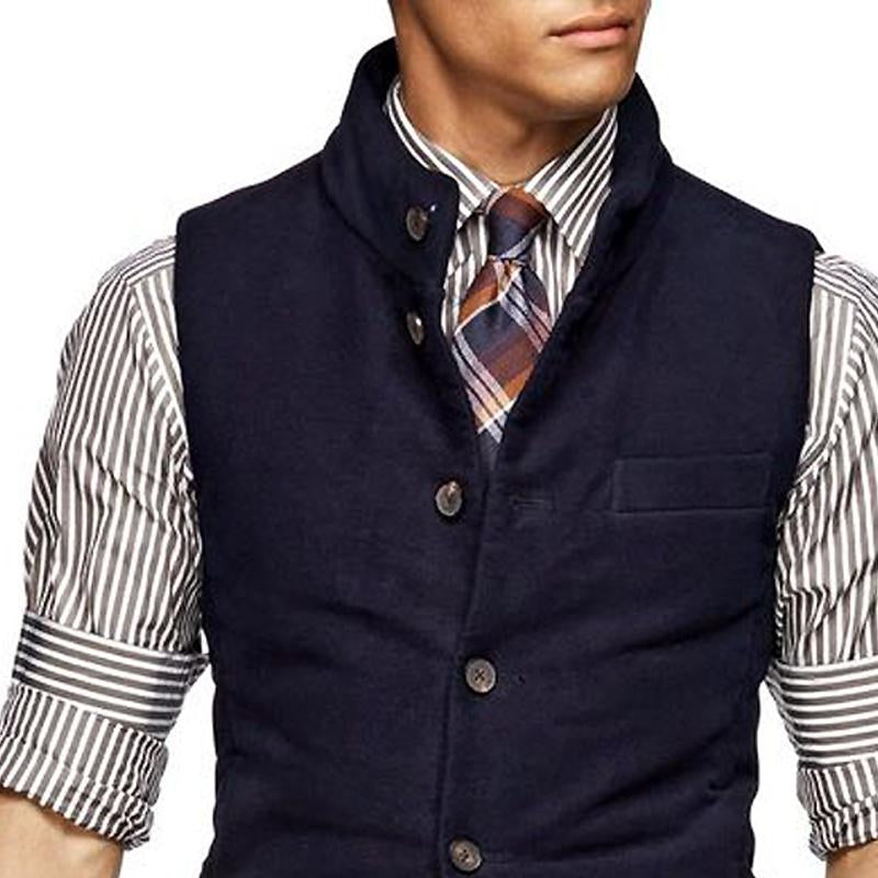 【Spedizione in 24 ore】Gilet monopetto con collo alto in pelle scamosciata vintage da uomo 65851873Y