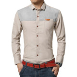 Men's Cotton and Linen Patchwork Pocket Shirt 39338247TO