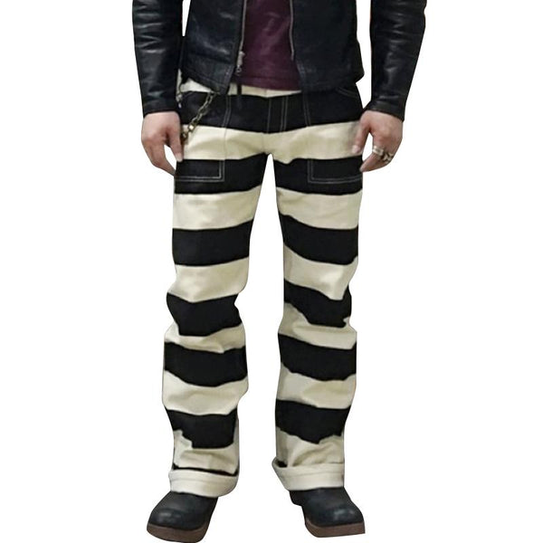 Men's Casual Loose Motorcycle Striped Cargo Pants 84771908Y