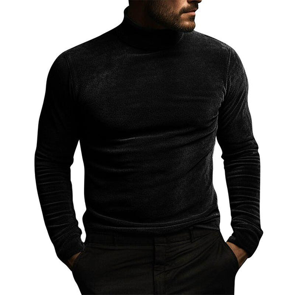 Men's Solid Color Long Sleeve Turtle Neck Tight T-Shirt 27401213X