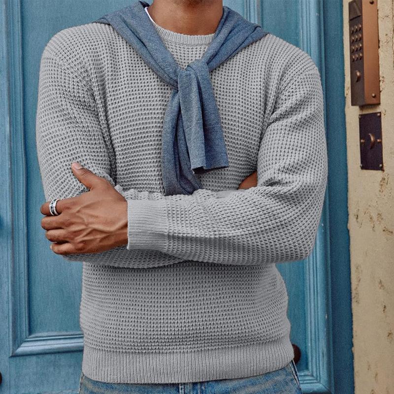 Men's Solid Color Round Neck Pullover Knitted Sweater 54564664X