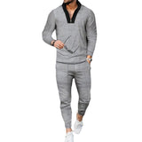 Men's Casual Waffle Long Sleeve Stand Collar Sports Set 63417199F