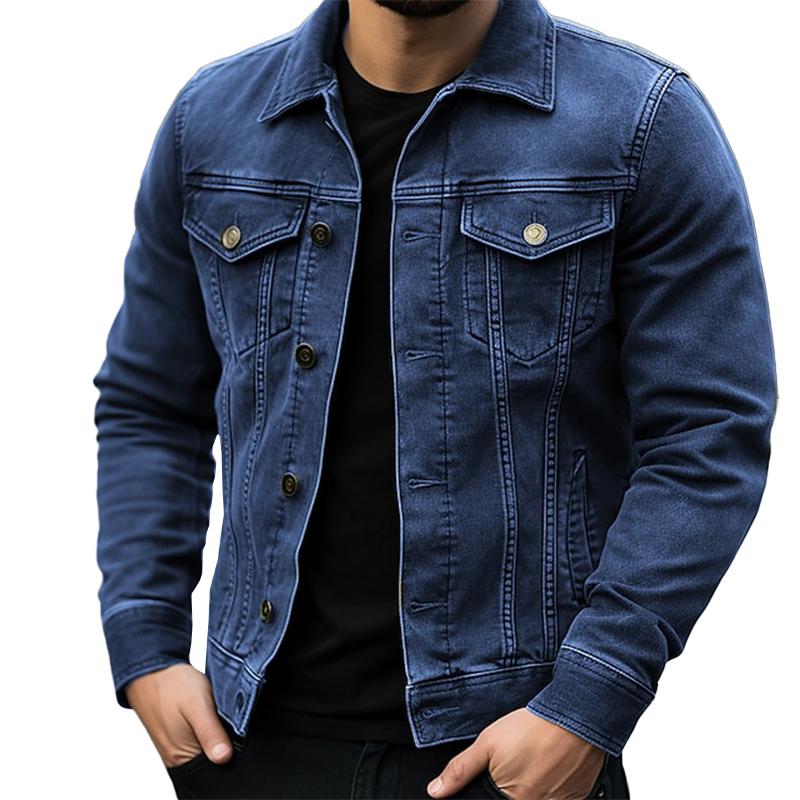 Einreihige Jeansjacke für Herren im Vintage-Schnitt mit Revers, 65692690M