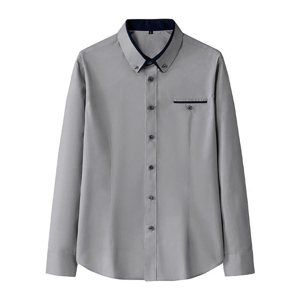 Men's Casual Color Lapel Button Down Slim Long Sleeve Shirt 36739925M