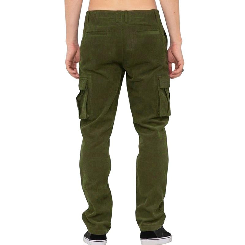 Men's Casual Solid Color Corduroy Multi-Pocket Cargo Pants 54417215Y