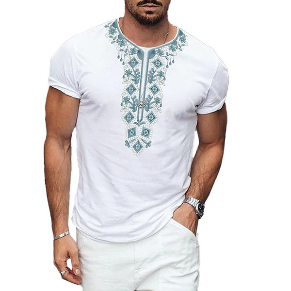 Men's Retro Print Casual Loose Sports Short Sleeve T-Shirt 85719404X