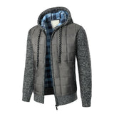 Men's Casual Hooded Plaid Patchwork Padded Jacket 66581097M