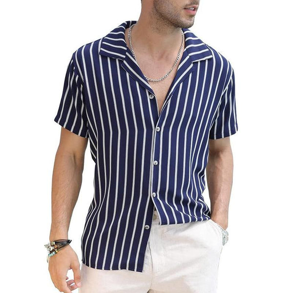 Men's Summer Beach Casual Striped Shirt 58786178X