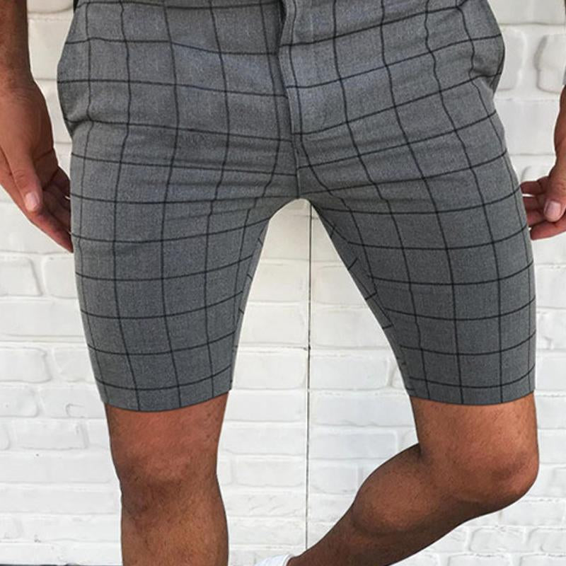 Men's Casual Business Plaid Suit Shorts 98125085Y