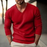 Men's Basic Solid Color Pullover V-Neck Sweater 86628278Y