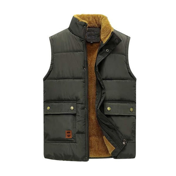 Men's Autumn And Winter Classic Plus Velvet Cotton Stand Collar Vest 91365891K