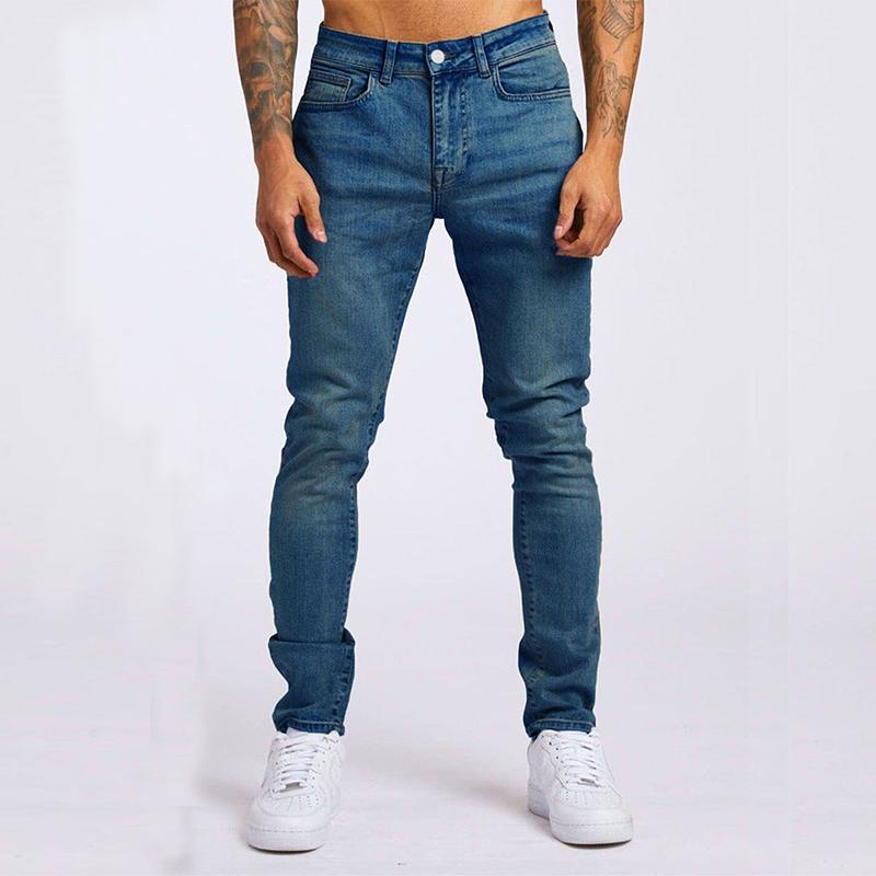 Men's Casual Washed Slim High Waist Jeans 50637960M