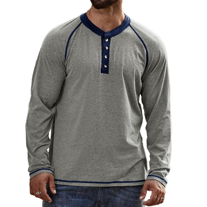 Men's Long Sleeve Crew Neck Henley Shirt 23582261X