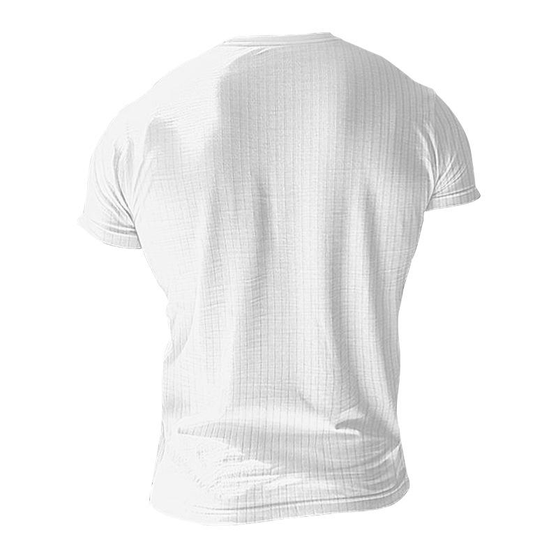 Lässiges Henley-T-Shirt aus Stretch-Strick für Herren, kurzärmlig 00095453X