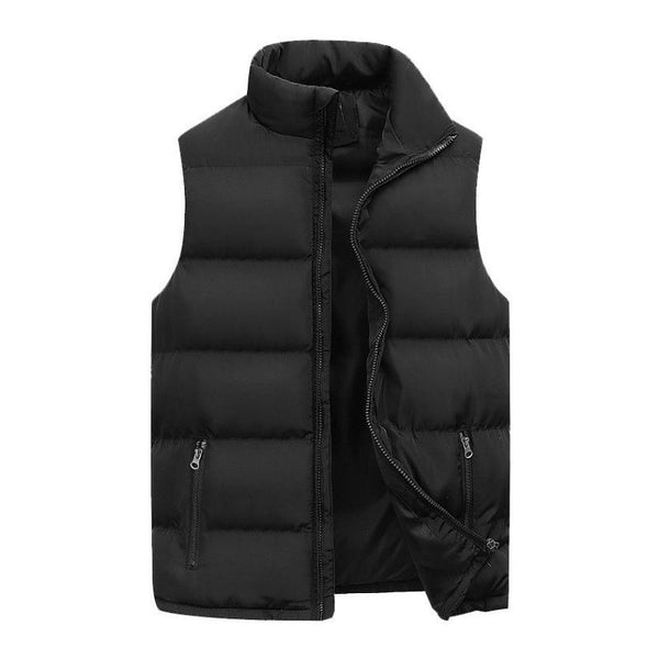 Men's Retro Casual Solid Color Padded Zipper Vest 95350361TO