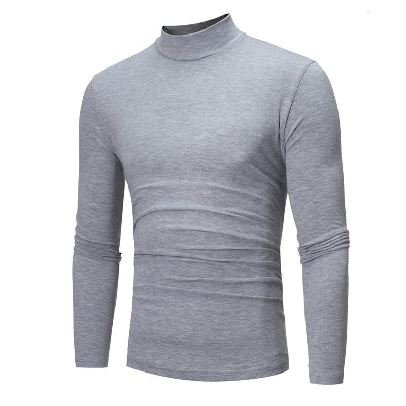 Men's Solid Color Half Turtle Neck Long Sleeve T-Shirt 91291121X