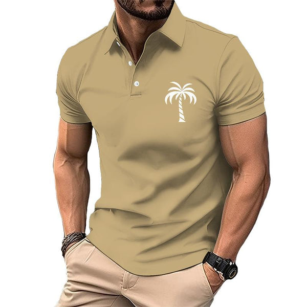 Men's Casual Beach Coconut Short-sleeved Polo Shirt 06111162TO