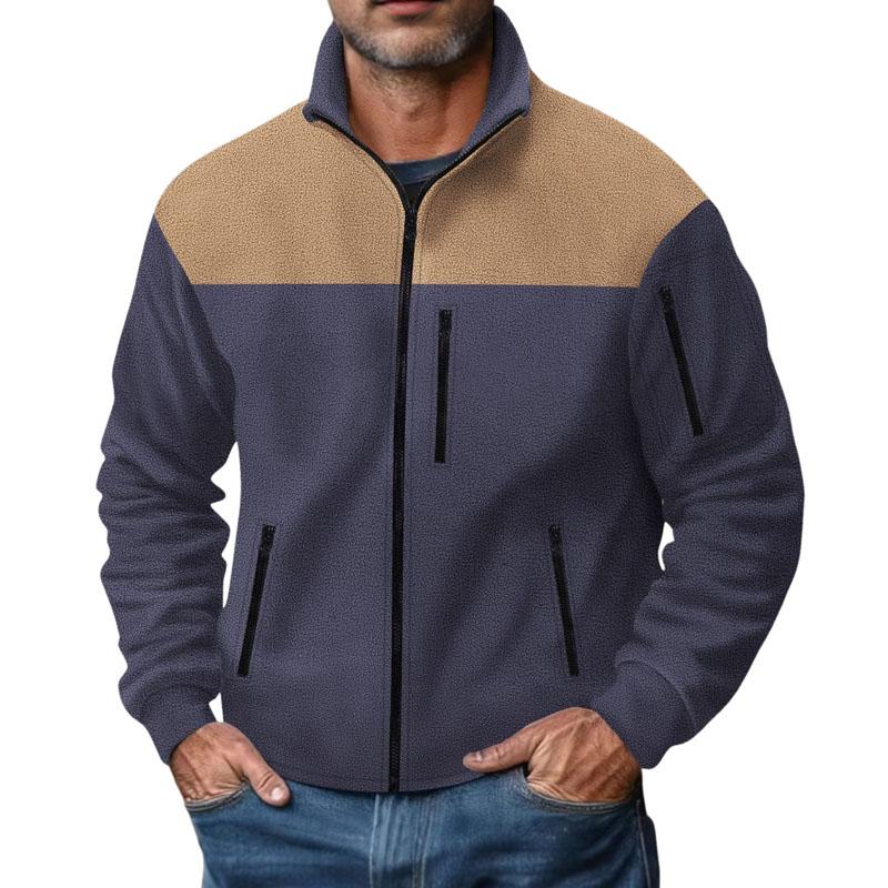 Men's Casual Colorblock Stand Collar Zipper Jacket 32343709X