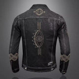 Men's Embroidered Lapel Denim Jacket 62681291U