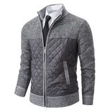 Men's Quilted Stand Collar Knit Cardigan 16216098F