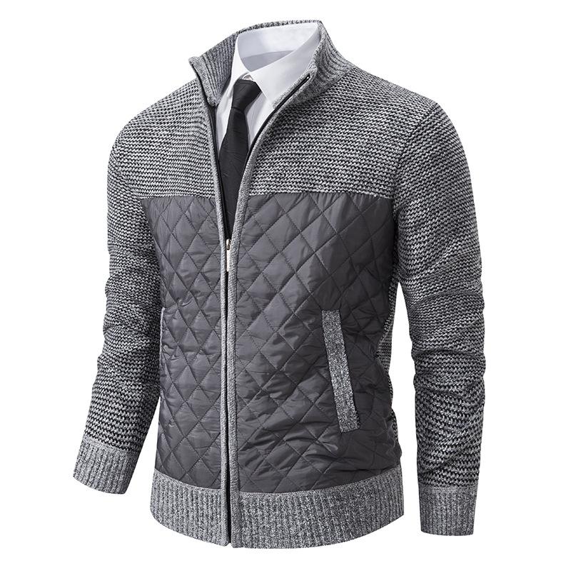 Men's Quilted Stand Collar Knit Cardigan 16216098F