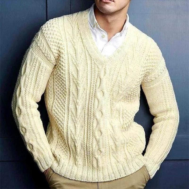 Men's V-neck Jacquard Knitted Sweater 80462338U