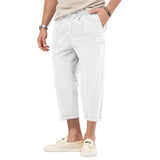 Men's Basic Elastic Waist Straight Casual Cropped Pants 22999460Z
