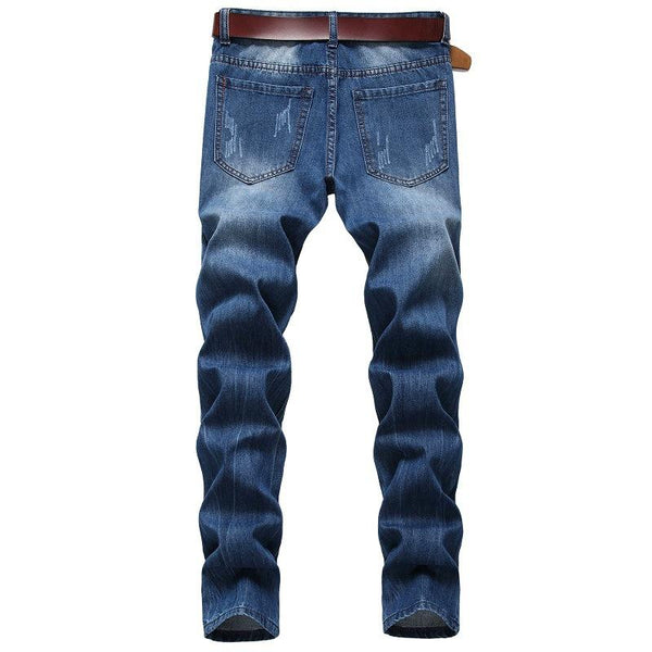 Men's Fashion Camo Patchwork Distressed Hole Slim Jeans 88866910Z